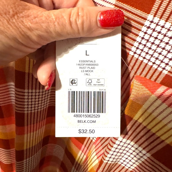 NWT  #FALL2025🍁  Multicolor Plaid Mock Turtleneck TOp  LARGE   #CL - Picture 8 of 9